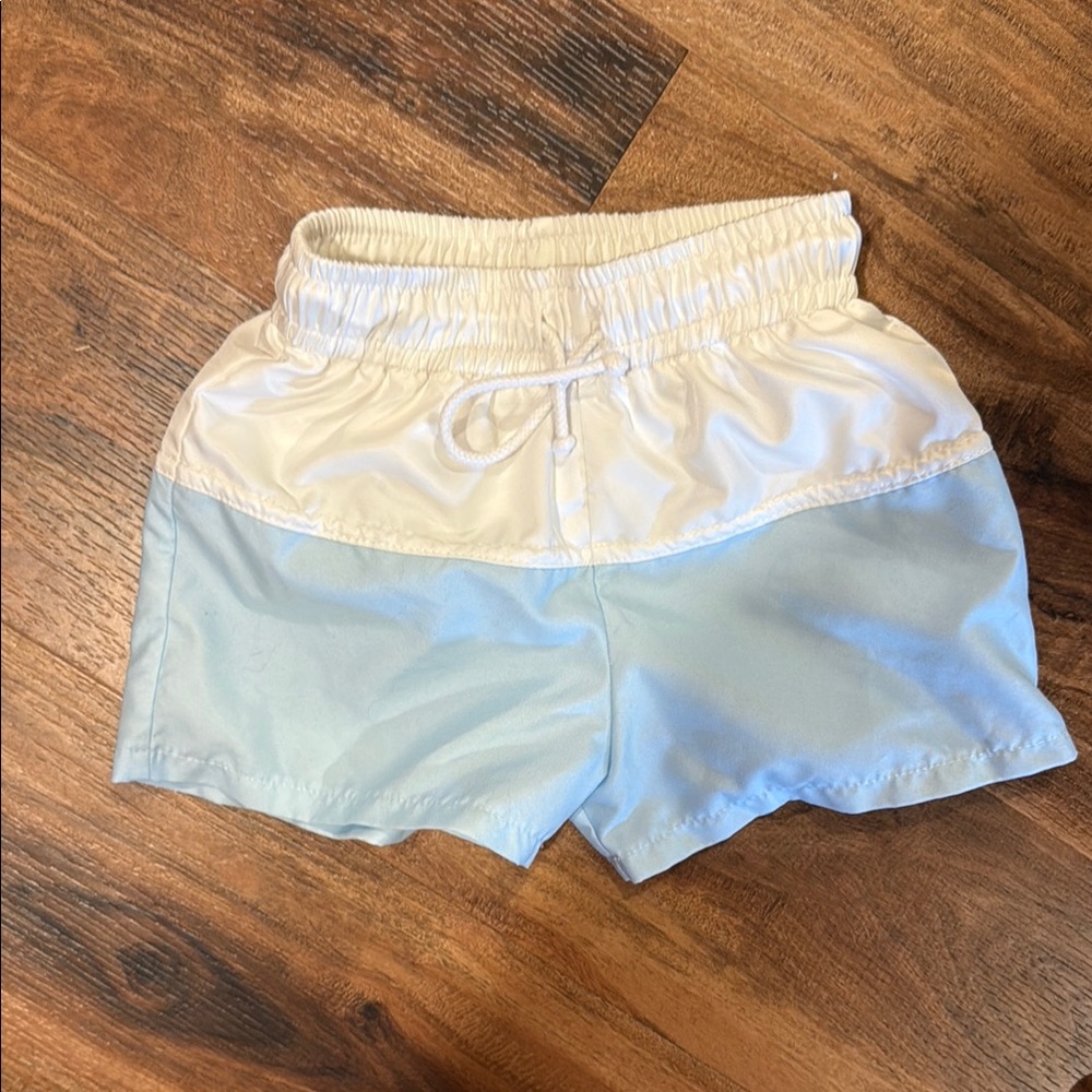 Athletic Swim Shorts Cream and Blue Lightweight Design